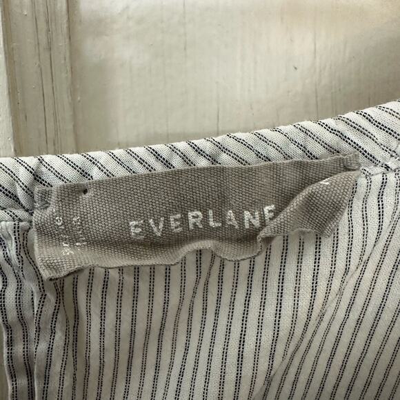 Everlane Small Boho Striped Top Womens White Cotton Blouse Balloon Sleeves - Picture 2 of 7